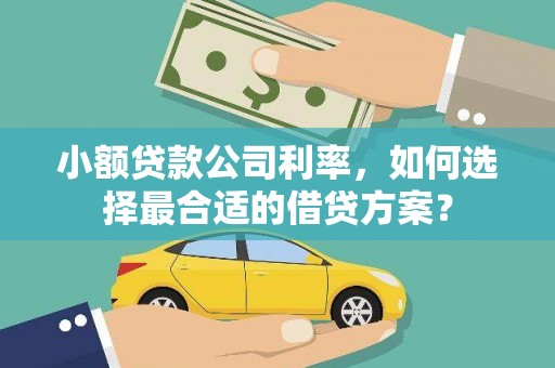 建昌小额贷款公司利率，如何选择最合适的借贷方案？