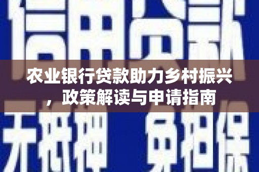 建昌农业银行贷款助力乡村振兴，政策解读与申请指南